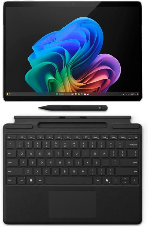 Microsoft Surface Pro 11 Bundle, 2-in-1 Tablet with Pro Keyboard and Slim Pen, Copilot+ PC, 13" Touchscreen OLED Display, Snapdragon X Elite (12 Core), 32GB RAM, 512GB SSD, Windows 11 Pro, Platinum