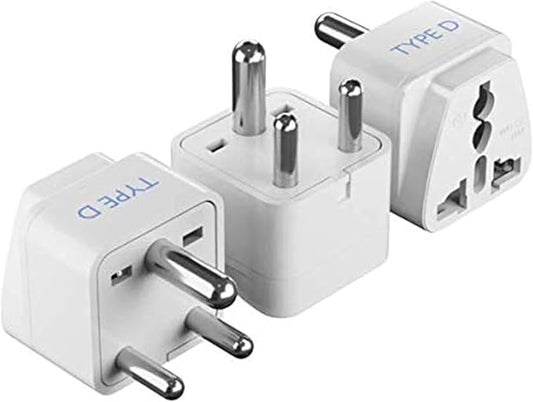 Ceptics India Travel Plug Adapter (Type D) for Pakistan, Nepal, Bangladesh - 3 Pack [Grounded & Universal] (GP-10-3PK)