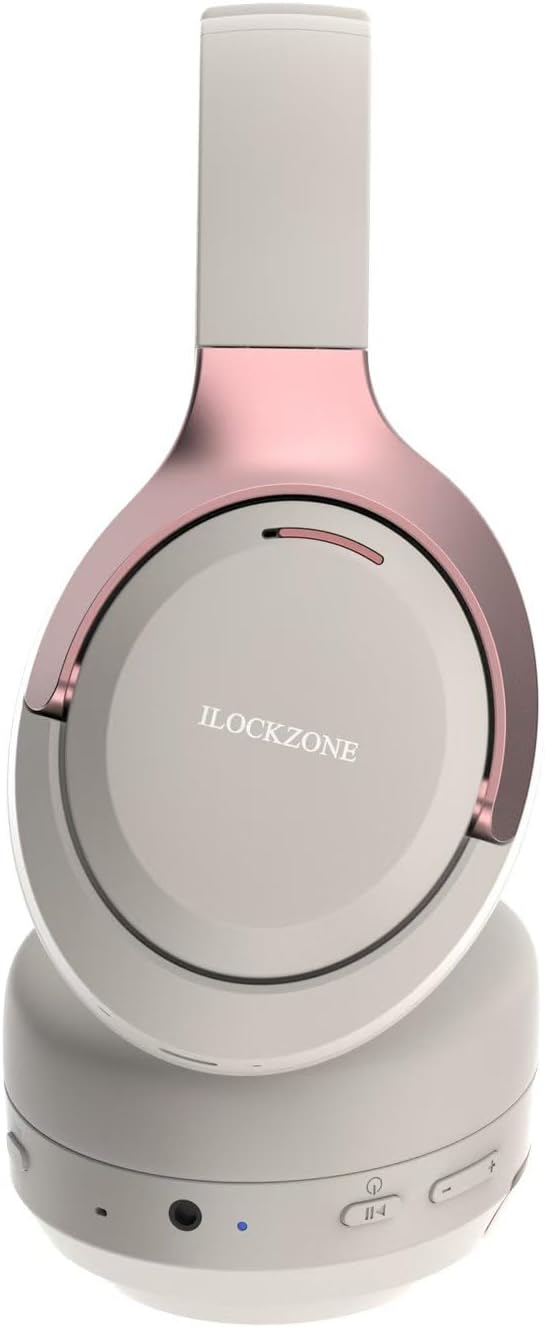 LC30Pro Hybrid Active Noise Cancelling Headphones, 100H Playtime Bluetooth Headphones, HiFi Audio Wireless Headphone with 3 EQ Modes, Low Latency & Foldable Design (Beige White)