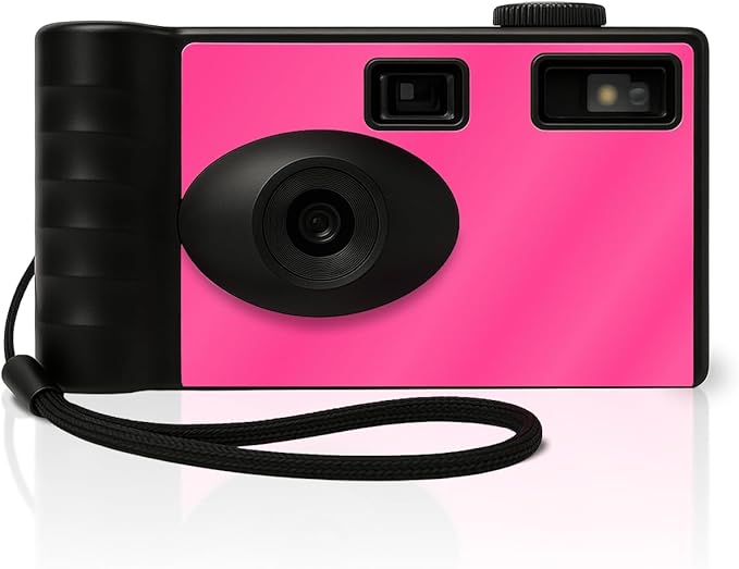 LENSY Screen Free Digital Camera | Four Built in Filters | Rechargeable, 8mp, Lightweight, Focus-Free, Auto-Flash, Easy-to-Use, Reusable, Retro Film-Style Photos (Pink)