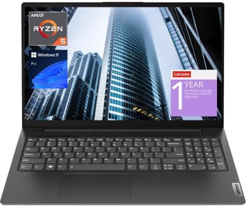 Lenovo V15 Laptop, 15.6” FHD, AMD Ryzen 5 7530U, 16GB RAM, 512GB SSD, Windows 11 Pro – Slim, Fast, and Ready for Work or Study, School and Office, Texture Black