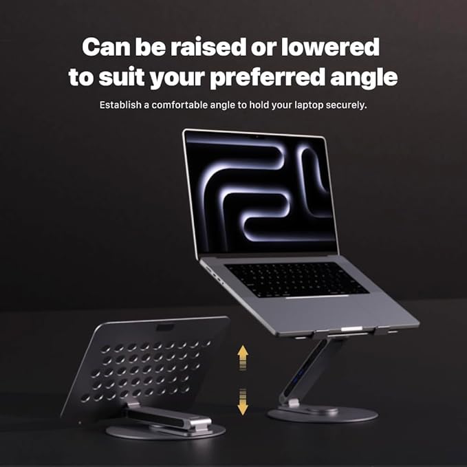 ADAM elements USB-C Stand 360 / Docking Station- HUB 360 USB-C 8-in-1 Aluminum Stand Hub for MacBook, iPad & Laptop Series