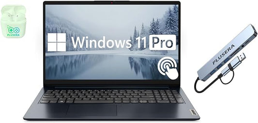 Lenovo IdeaPad 15.6” FHD Touchscreen Laptop, 24GB RAM 1.5TB Storage (1TB SSD+512GB Docking Station Set), 10-Cores Intel Core i5, Windows 11 Pro with Microsoft Office Included, PLUSERA Earphones