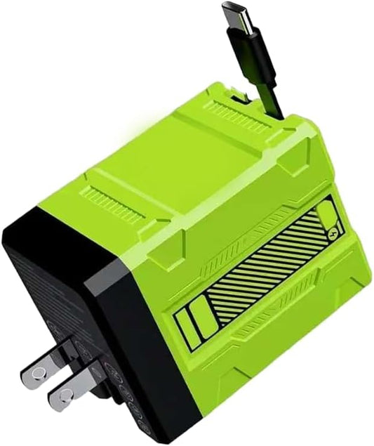 2-in-1 Fast Charging Adapter Compatible with 120W, 2026 New Scalable Retractable 120w Fast Charger Module, All in One Foldable Charging Adapter Wall Plug for Phone, Tablet, Laptops (Green)