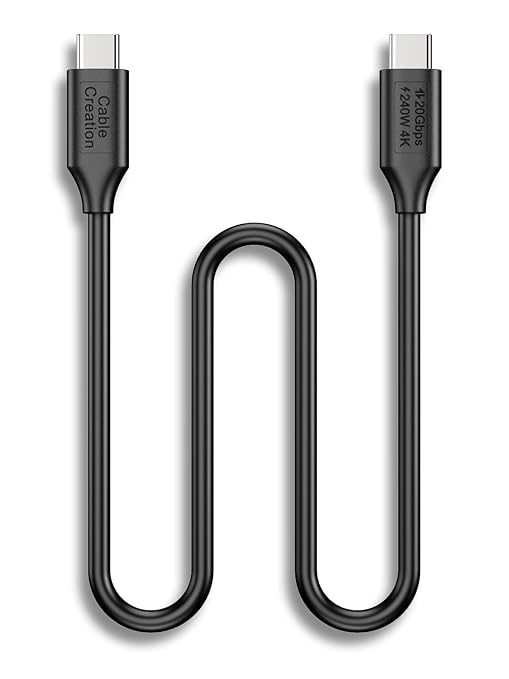 CableCreation USB C Short Cable 1 ft,USBC Monitor 8K@30Hz/4K@120Hz, 240W Type C Charging,20G USBC Data,USB C 3.2 Gen 2x2 for Thunderbolt 4/3,Cellphone, Laptop, Android Auto, Carplay,iPhone 15/16/17