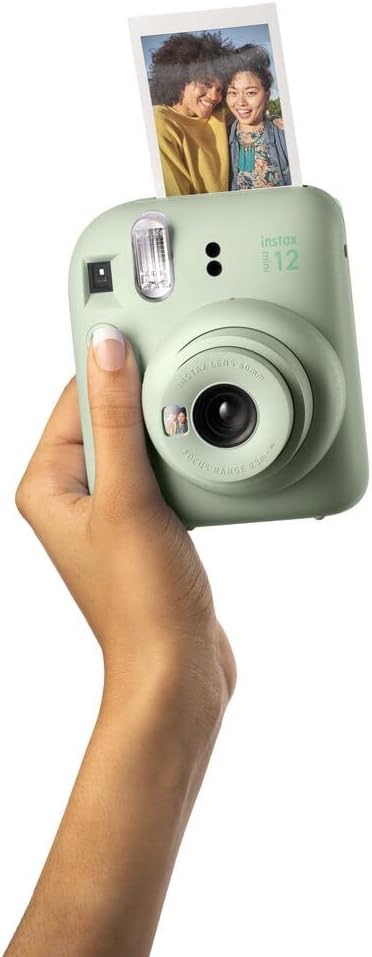Fujifilm Instax Mini 12 Instant Film Camera (Mint Green), Fujifilm Instax Mini Twin Pack Instant Film 20 Prints, Case - Accessory Bundle
