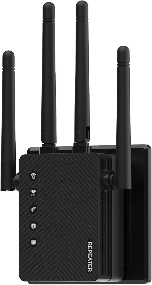 WiFi Extender Signal Booster, 12880 Sq.Ft Range, 105 Device Compatibility, Dual Band 5GHz/2.4GHz, 1200Mbps, WiFi Extender for Expanded Coverage