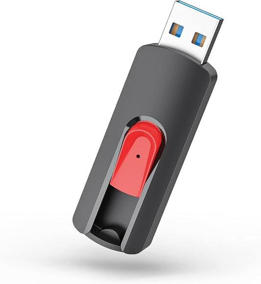 RAOYI 128GB Flash Drive Renewed USB 3.1 Flash Drive Thumb Drive Slide Retractable USB Drive Mini Portable Memory Stick with Lanyard Hole-Red