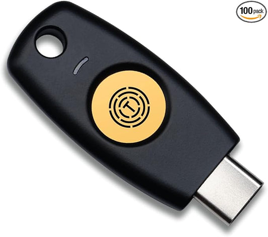 FIDO2 U2F Security Key Passkey Two-Factor Authentication (2FA) USB Key PIN+Touch (Non-Biometric) USB-C Type TrustKey T120