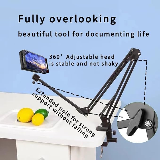 Tablet Stand Holder for Bed 13.77inch Height Increase,Desktop Folding Tablet Stand, Compatible with iPhone17/iPad,N-Switch,Kindle Fire or Other 4.5~12.9 inch Tablets,Reading,Watching