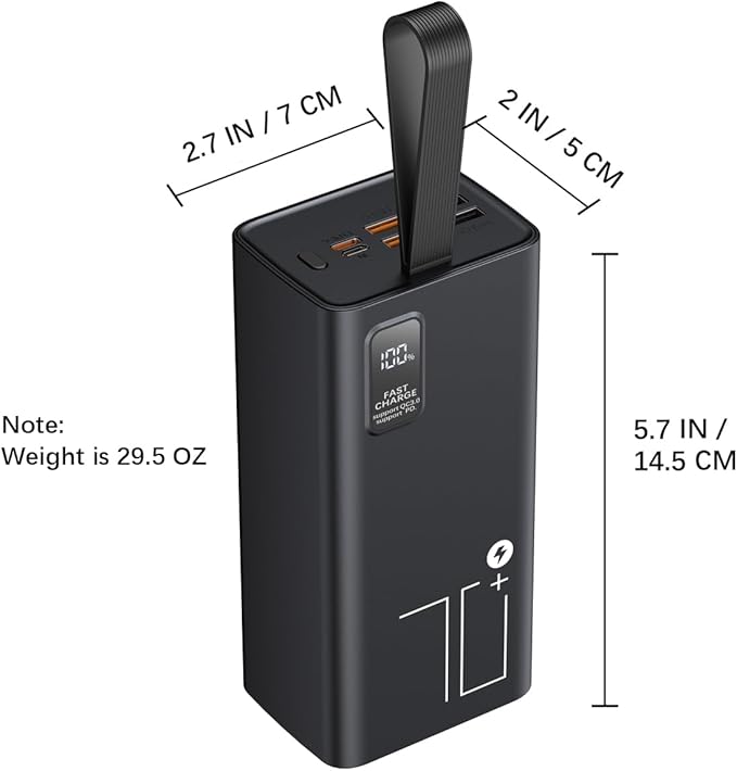 Portable Charger 70000mAh Power Bank High Capacity, 30W PD & QC 3.0 Fast Charging, 5 Output 2 Input USB-C Battery Pack with LED Display for Phone Tablet Camera & Camping Outdoor Travel Party