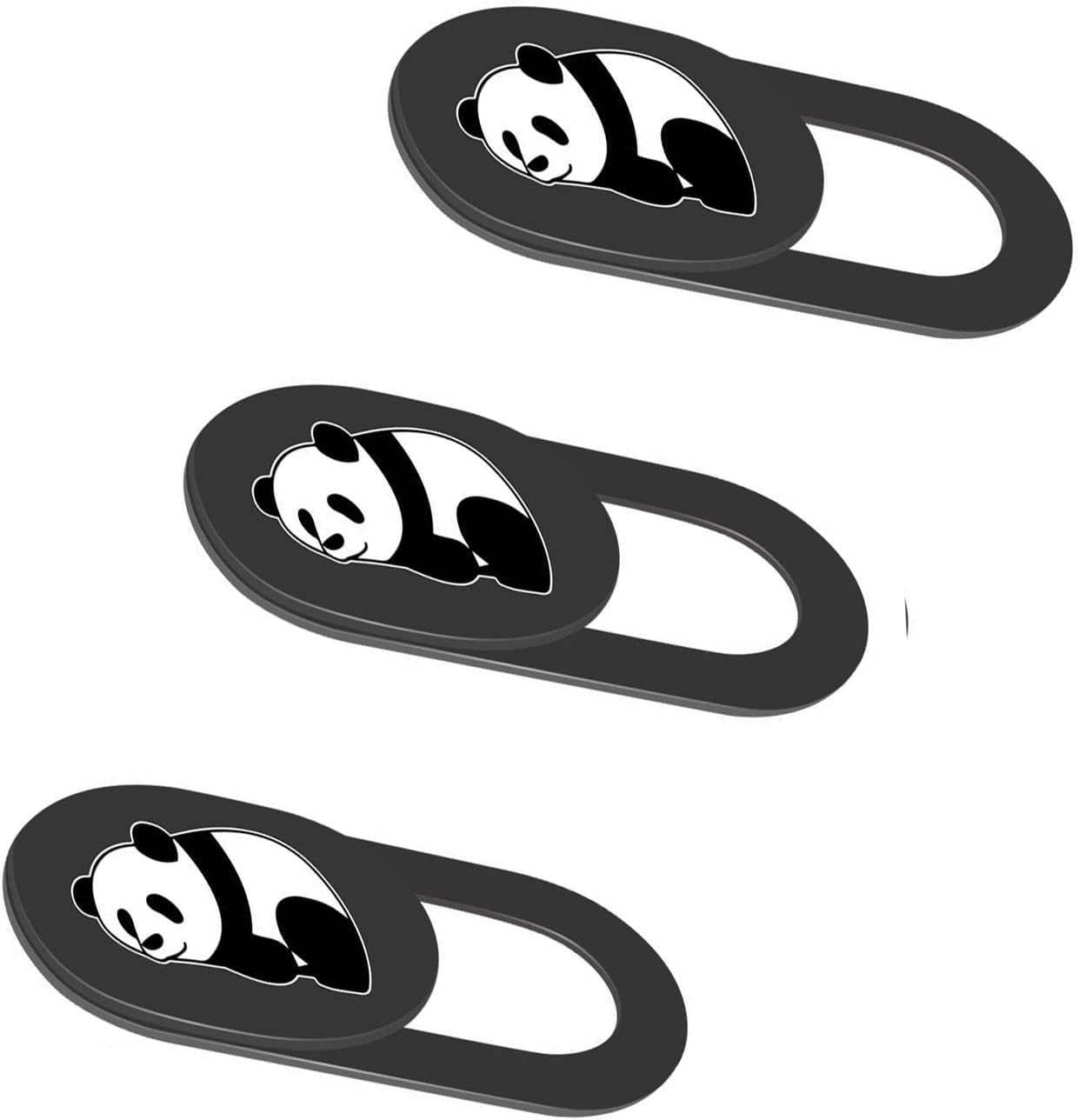 3PCS Phone Camera Cover, 0.02 Inch Laptop Webcam Cover Slide Cover, Webcam Privacy Cover, Keep Your Privacy Safe (Panda Lying Down - Black)
