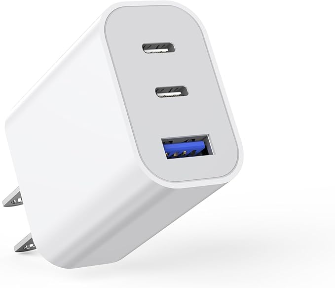 35W Fast USB C Charger Block Double Port USB C Charger PD+QC Wall Plug Multiport Block Cube Compatible with iPhone 17/17 Pro/16 Pro Max/16 Plus/iPhone 15/15 Pro/15 Pro Max/14/13/12/X/iPad Pro/Mini/Air