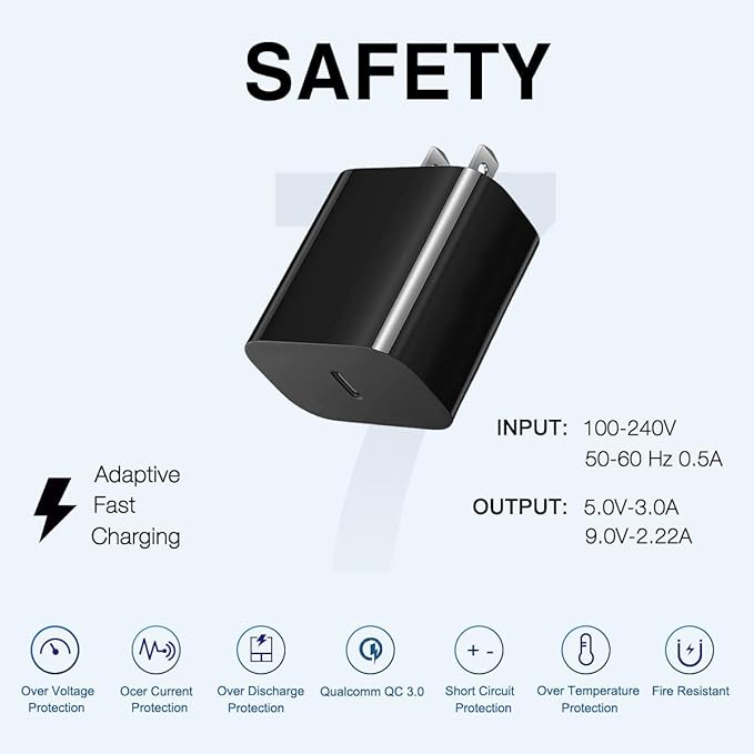 18W Motorola Fast Charger for Moto G Play (2023/2024), Moto G Power (2022/2023 5G), G 5G, Stylus (2022/2022 5G/2023/2023), Edge 2022/Edge+ 2022/2023 USB C to USB C Charging Cable (5FT)