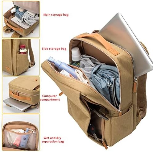 NOBLEMAN Large Laptop Backpack, Modern Water Resistent Travel Business Computer Backpacks with Multi-Compartment Pockets, Fits15.6 Inch Laptop Backpack with USB Charging Port Men Women(Khaki Plus