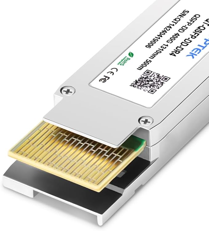QSFPTEK 400GBase QSFP Module DR4 QSFP-DD PAM4 1310nm 500m DOM MTP/MPO SMF Optical Transceiver Module Compatible with Cisco QDD-400G-DR4-S -1pack