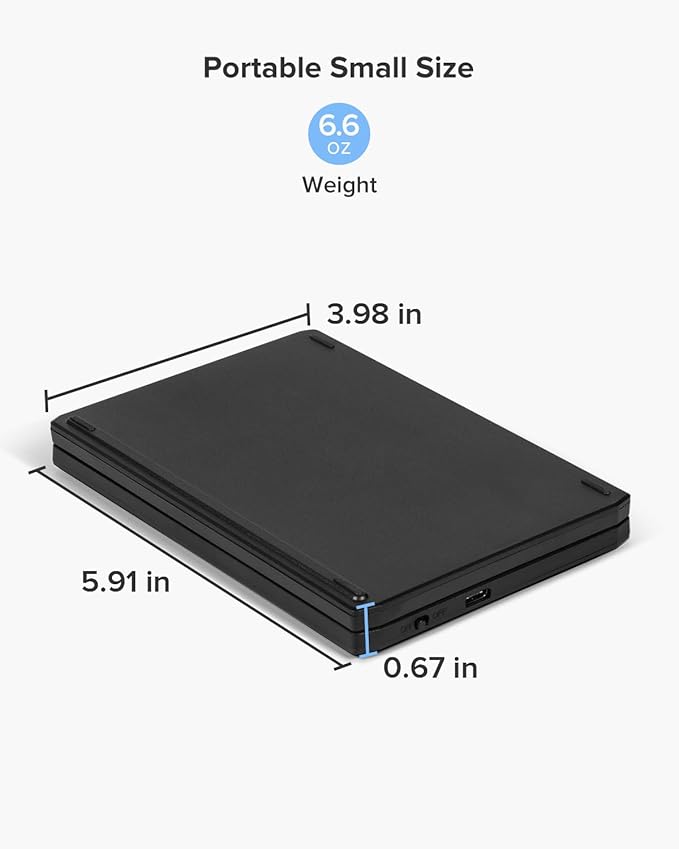 DeLUX Foldable Bluetooth Keyboard, Wireless Portable Travel Keyboard with Stand Holder, Rechargeable Ultra Slim Mini Size, for iOS Android Windows Mac Smartphone Tablet (KF19)