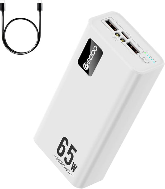 50000mAh Power Bank 65W, Portable Charger,External Battery Pack for Outdoor Camping, Home & Office. Emergency Back-up Power for Smartphones, Tablets and Laptop