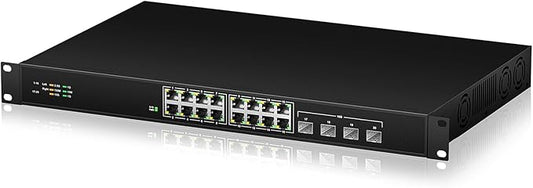 16 Port 2.5G Network Ethernet Switch, 16 x 2.5Gb RJ45 Ports, 4 x 10G SFP Slots, 240Gbps Switching Capacity, Desktop or Rack Mount/Metal Case/Fan Cooling/Plug and Play Unmanaged