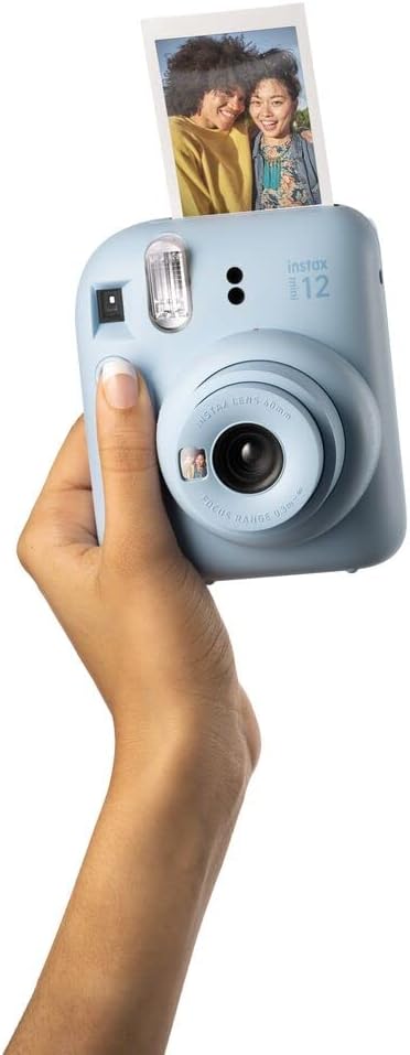 Fujifilm Instax Mini 12 Instant Film Camera Pastel Blue, Fujifilm Instax Mini Twin Pack Instant Film 20 Prints, Protective Case, Gift Bundle