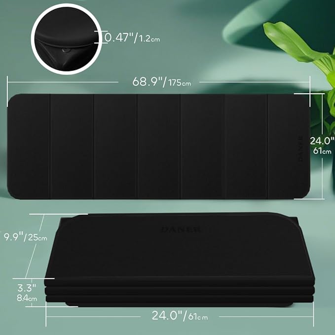 Foldable Yoga Mat 12mm Extra Thick Joint Protection,Portable Design for Travel/Pilates/Board/Camping,Environmental Sports Mat Non-Slip Gym Mat,Odorless POE Material