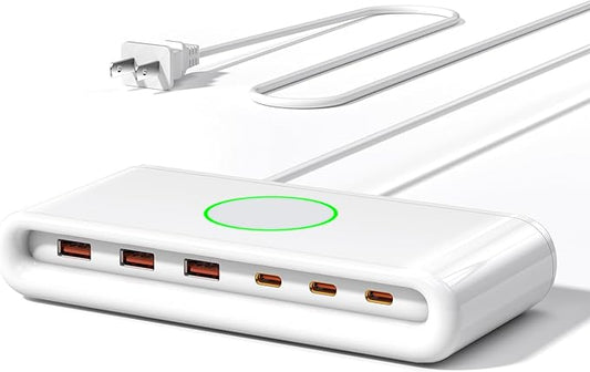 145W USB C Charging Station for Multiple Devices,6 Port USB C Hub Charger,Multi USB Charger Block for Laptop MacBook,HP,iPad,iPhone,Samsung(NOT Wireless)