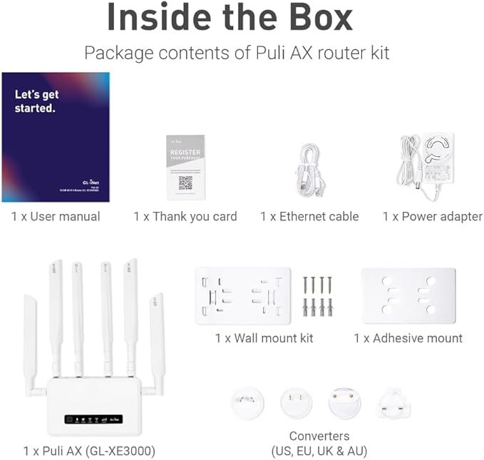 GL.iNet GL-XE3000 (Puli AX) 5G Router with Dual SIM Card Slot, Wi-Fi 6 Cellular Routers, Built-in Battery, Multi-WAN, VPN, OpenWrt, Secure 5G Router for Office, Retail, Events, Business