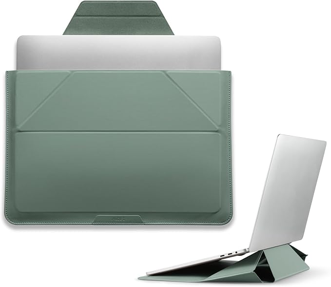 MOFT Laptop Carry Sleeve, 2-in-1 Laptop Bag & Stand for 14" MacBook Air/Pro & Dell/HP/Lenovo/Asus, Stylish Slim Computer Sleeve Bag with Expandable Storage for Computer Accessories, Seafoam