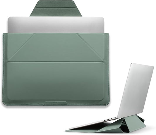 MOFT Laptop Carry Sleeve, 2-in-1 Laptop Bag & Stand for 15"-16" MacBook Air/Pro & Dell/HP/Lenovo/Asus, Stylish Slim Computer Sleeve Bag with Expandable Storage for Computer Accessories, Seafoam
