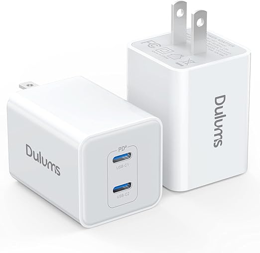 USB C 20W Wall Charger, 2 Pack Dual Port 40W PD 3.0 Type C Fast Charging Block, Durable Portable Charger for iPhone 11/12/13/14/15/16/17Pro Max, iPad Pro, AirPods 4, for Apple Watch 10, Samsung Galaxy