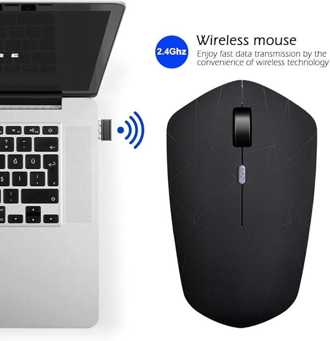 Rechargeable Wireless Mouse, Illuminating Backlit Powered by Li-Polymer Battery, Optical Sensor, Nano USB Receiver,3 Stages DPI Speed, 4 Buttons for PC, Laptop, Tablet, MacBook etc. (Net illuminating)