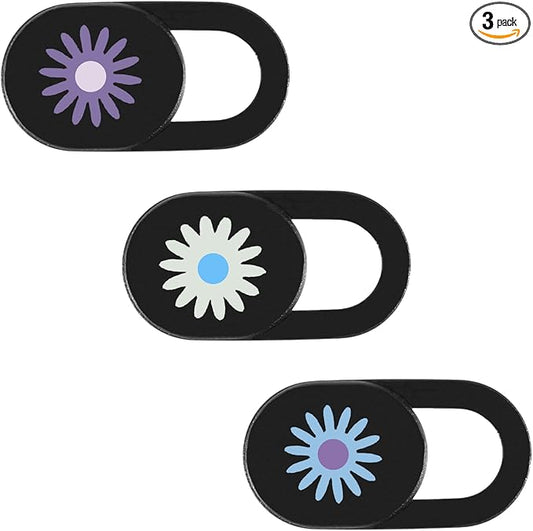 3 Pcs Laptop Camera Cover Slide, Computer Camera Privacy Cover Cute Computer Cameras Covers Slide Flower Phone Cameras Covers Ultra Thin Privacy Protector Fit for PC, Tablet, Computers