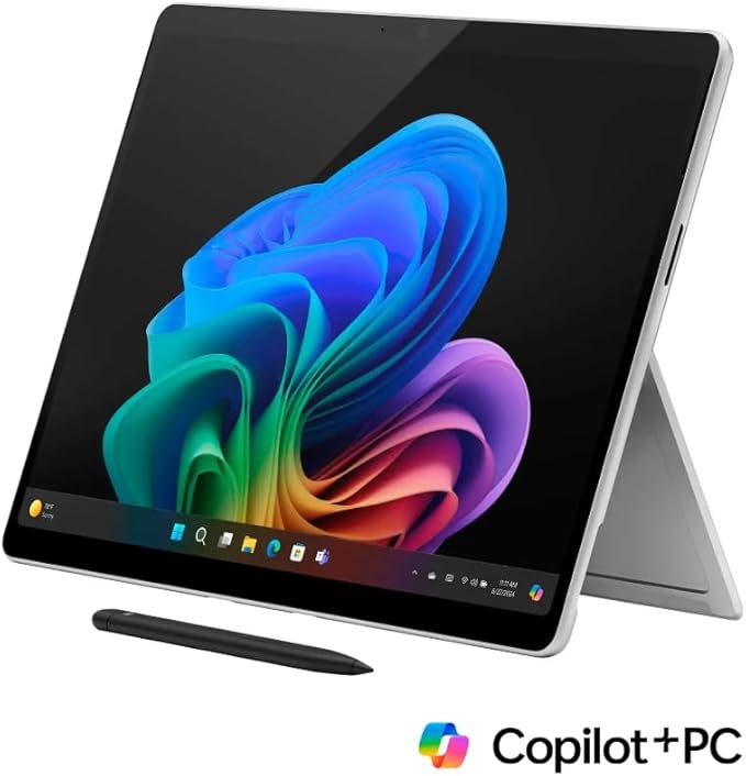 Microsoft Surface Pro 11 Bundle, 2-in-1 Tablet with Pro Keyboard and Slim Pen, Copilot+ PC, 13" Touchscreen OLED Display, Snapdragon X Elite (12 Core), 32GB RAM, 512GB SSD, Windows 11 Pro, Platinum