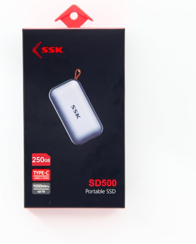 SSK External SSD 250GB, USB C SSD External Solid State Drives up to 1050MB/s, Portable SSD USB 3.2 Gen2 for iPhone 15/Pro, Windows, Mac, Android Phones and Tablets