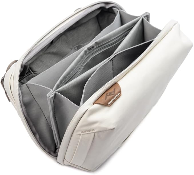 Peak Design Tech Pouch, Bone, Electronics Organizer for Travel or Everyday Carry, Origami-Style Storage, Cable Pass-Through, Weatherproof Recycled Nylon, Gear Carry Bag for Men and Women