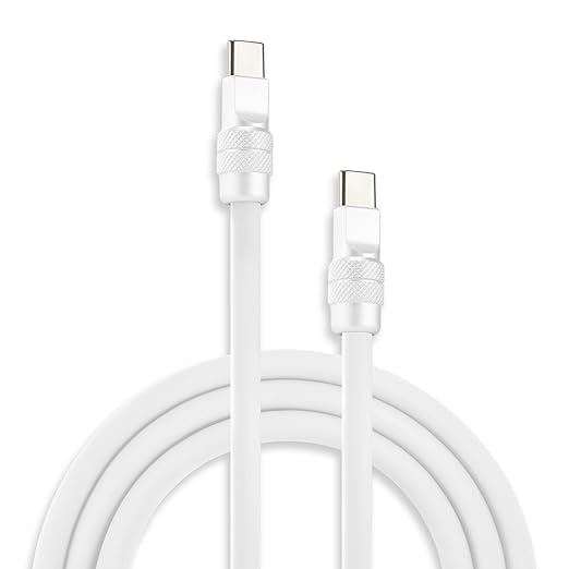 chubbycable Chubby 2.0 Fast Charging Cable Durable Soft Silicone USB C Cable 240W Extra Thick Charger Cord Compatible with iPhone 17-15 Series iPad, White+White, Type-C to Type-C, 4.9FT