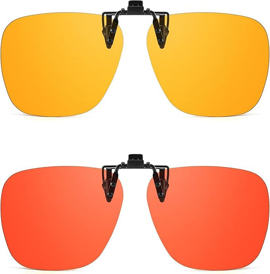 2 Pack Clip On Blue Light Glasses for Women Men, Fit Over Prescription Eyewear Reduce Computer Eye Strain