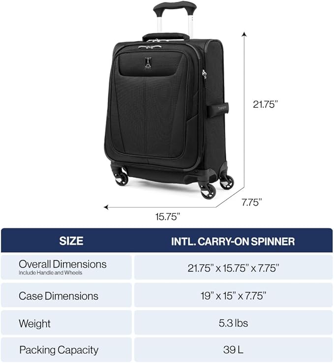 Travelpro Maxlite 5 Softside Expandable Carry on Luggage with 4 Spinner Wheels, Lightweight Suitcase, Men and Women, International, Orchid Pink Purple, Carry on 19-Inch