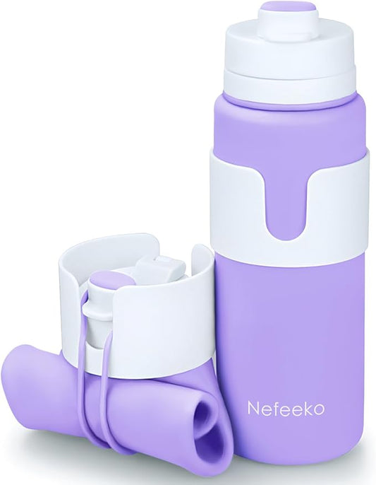 Nefeeko Collapsible Water Bottle, BPA Free 26oz Foldable Water Bottle for Travel Sports, Leak-Proof Spill-Proof Portable Water Bottles with Carabiner, Lightweight
