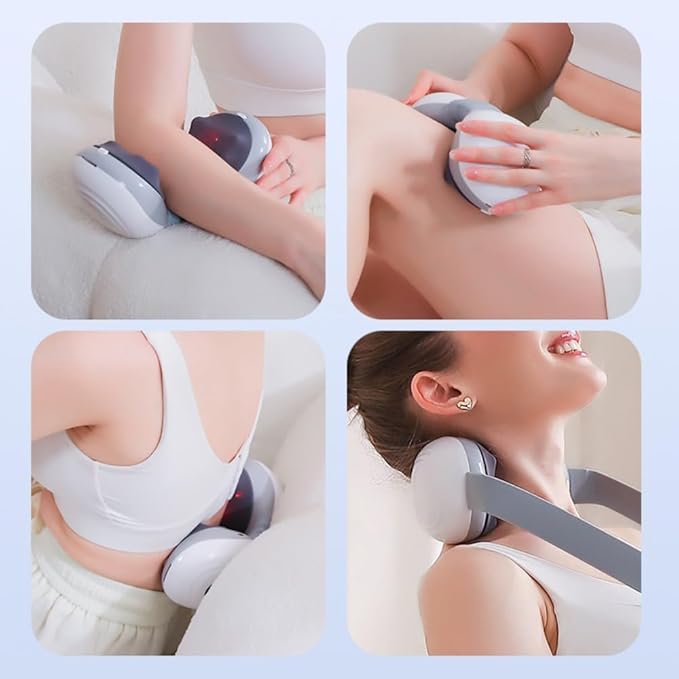 Mini Neck Massager with Handle, Electric Shoulder Massager with 12 Speeds for Pain Relief Deep Tissue, Neck, Back, Shoulder, White