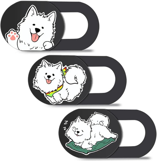 Hug Me Dog 3-Pack Laptop Camera Cover Slide - Cute Webcam Cover for MacBook Pro/Air, Dell, iPad, iPhone, iMac, Echo Show - Laptop Webcam Cover, Computer Camera Blocker, iPad Accessories