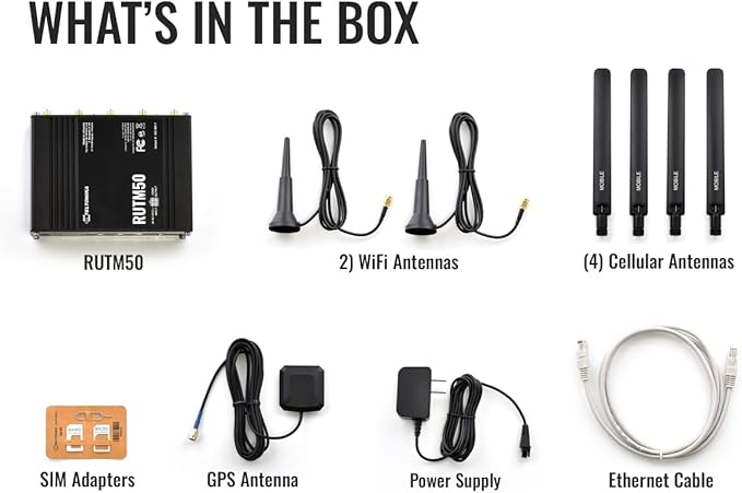 Teltonika RUTM50 5G Industrial Router – Dual SIM Failover, WiFi 5, Gigabit Ethernet, VPN & RMS Support (RUTM50000000)