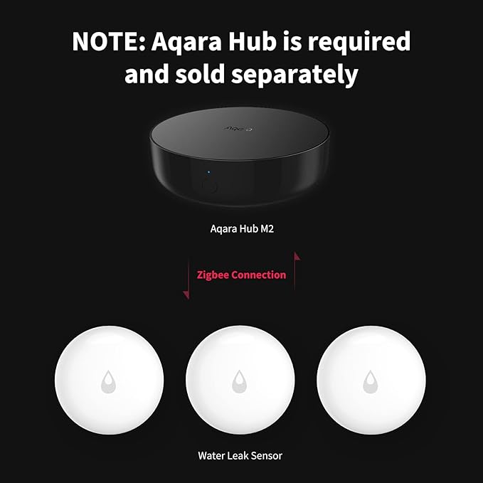 Aqara Water Leak Sensor 3 Pack, Zigbee Wireless Water Leak Detector for Alarm System and Smart Home Automation, Requires AQARA HUB, App Notifications, for Kitchen, Bathroom, Basement, Works with IFTTT
