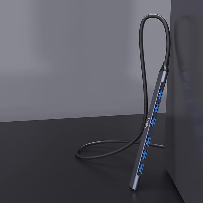 USB C Hub, ONTEN USB C USB to USB Adapter, USB C to USB A Hub, 7 Ports USB-C USB to USB Hub 3.0/2.0, for MacBook Pro, iMac 2021, USB Splitter Aluminum Alloy, Color Gray