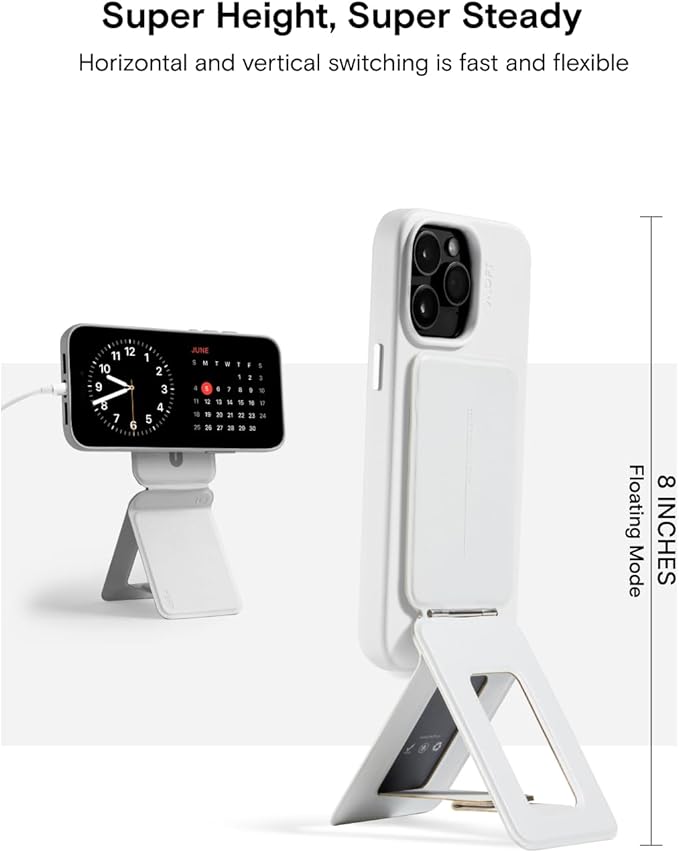 MOFT Phone Tripod Stand Selfie Stick for iPhone, Multi-Angles iPhone Stand, Lightweight & Portable Phone Holder, Strong Magnets, MOVAS Vegan Leather, Travel Essentials, Misty Cove (Without Card Slot)