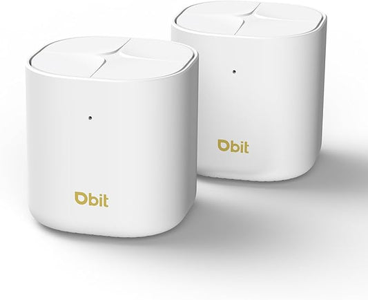 DBIT AX1800 WiFi 6 Whole Home Mesh Wi-Fi System, Dual-Band Coverage up to 4,000 sq. ft. and 150 Devices, Replaces Wireless Router and Extender, 2 Gigabit Ports per Unit, Easy Setup (D-MAX5, 2-Pack)