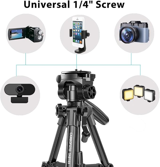 CAMBOFOTO 30"-Camera-Tripod, Porfessional Aluminum Heavy Duty Tripod Stand for Mirrorless Camera/DSLR/Cell Phone/Camcorder, with Holder and Travel Bag (Weight 1.5Lb, Max Load 15 Lb)