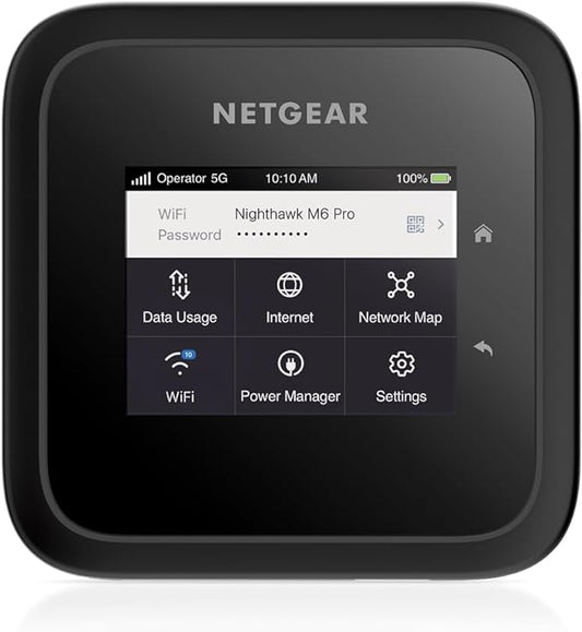 NETGEAR Nighthawk M6 Pro Mobile Hotspot 5G mmWave, 8Gbps, Unlocked, AT&T, T-Mobile, Verizon International Roaming 125 Countries, WiFi 6E, Portable Device for Travel, Modem Wireless Router (MR6550)