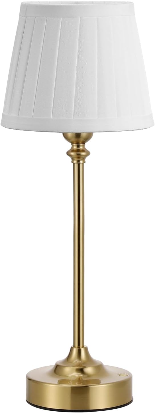 Cordless Table Lamp Rechargeable Gold - 1 Pack Brass 4000mAH Battery Operated Lamp for Decor, 3000K Stepless Dimming Touch Control Wireless Lamp for Bedroom, Dining Table, Counter, Living Room