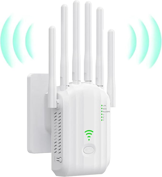 WiFi Extender,WiFi Extender Signal Booster for Home Covers up to 10000 sq.ft & 88+ Devices, New 6X Faster Wireless WiFi Repeater with Ethernet Port, WiFi Booster Compatible with All Routers (White)